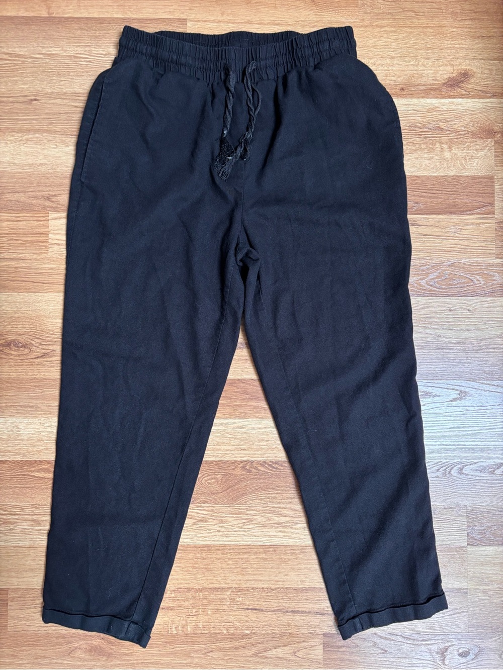 Women’s Black Linen  Blend Jogger Pants Size Large XL